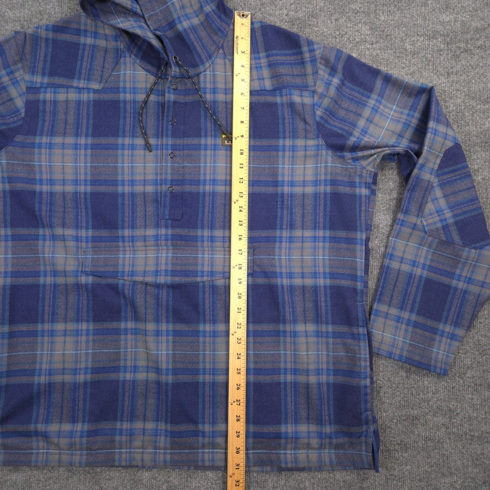 LL Bean Katahdin Performance Flannel Anorak Mens XXL Blue Wool Blend Shacket - Picture 7 of 9